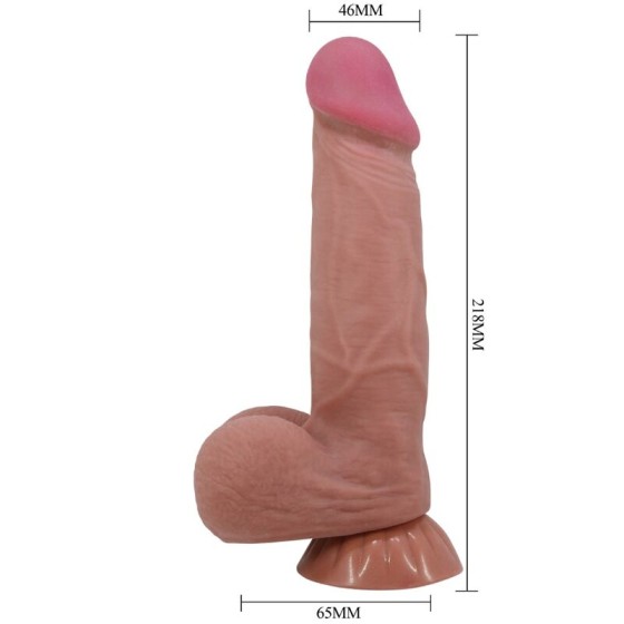 PRETTY LOVE - SLIDING SKIN SERIES REALISTIC DILDO WITH SLIDING BROWN SKIN SUCTION CUP 20.6 CM